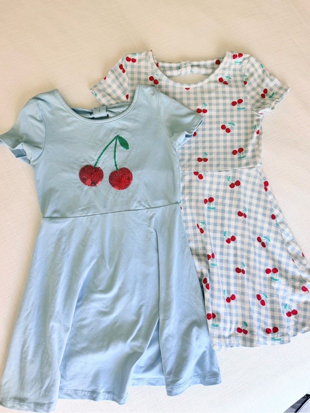Btween toddler dress bundle sequin cherry & gingham fit and flare dresses 4T